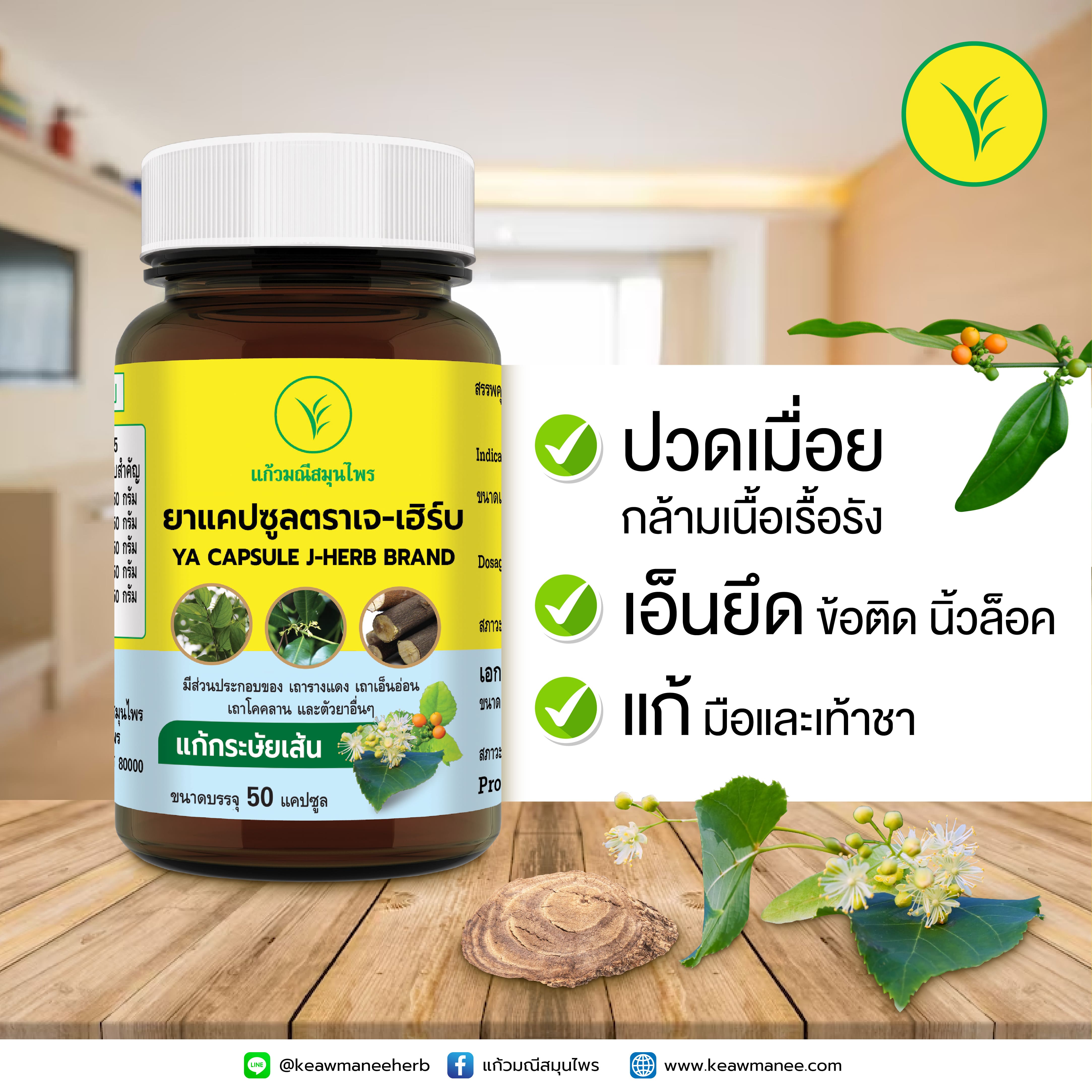 ยาแคปซูล ตราเจ-เฮิร์บ YA CAPSULE J - HERB BRAND ชนิดขวด
